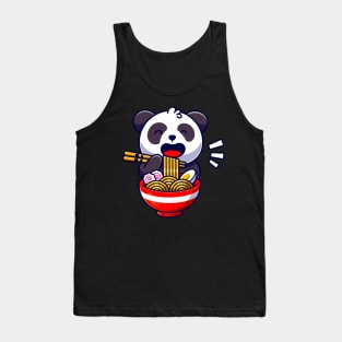 Cute Panda Bear Eats Ramen Noodle Soup Tank Top